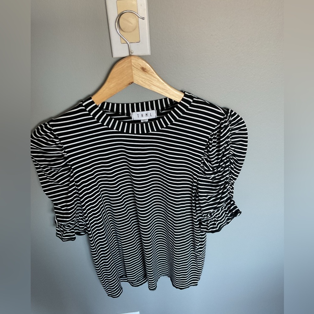 THML Monochrome Striped Short Sleeve Top